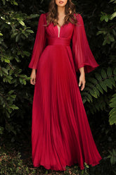 Elegante Abendkleider mit einfarbigem V-Ausschnitt